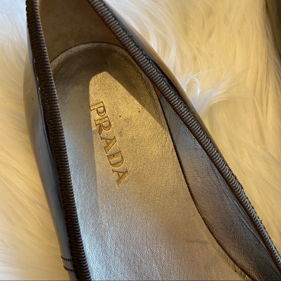 Prada High Gloss Patent Round toe Peep Toe Flats - Picture 2 of 8